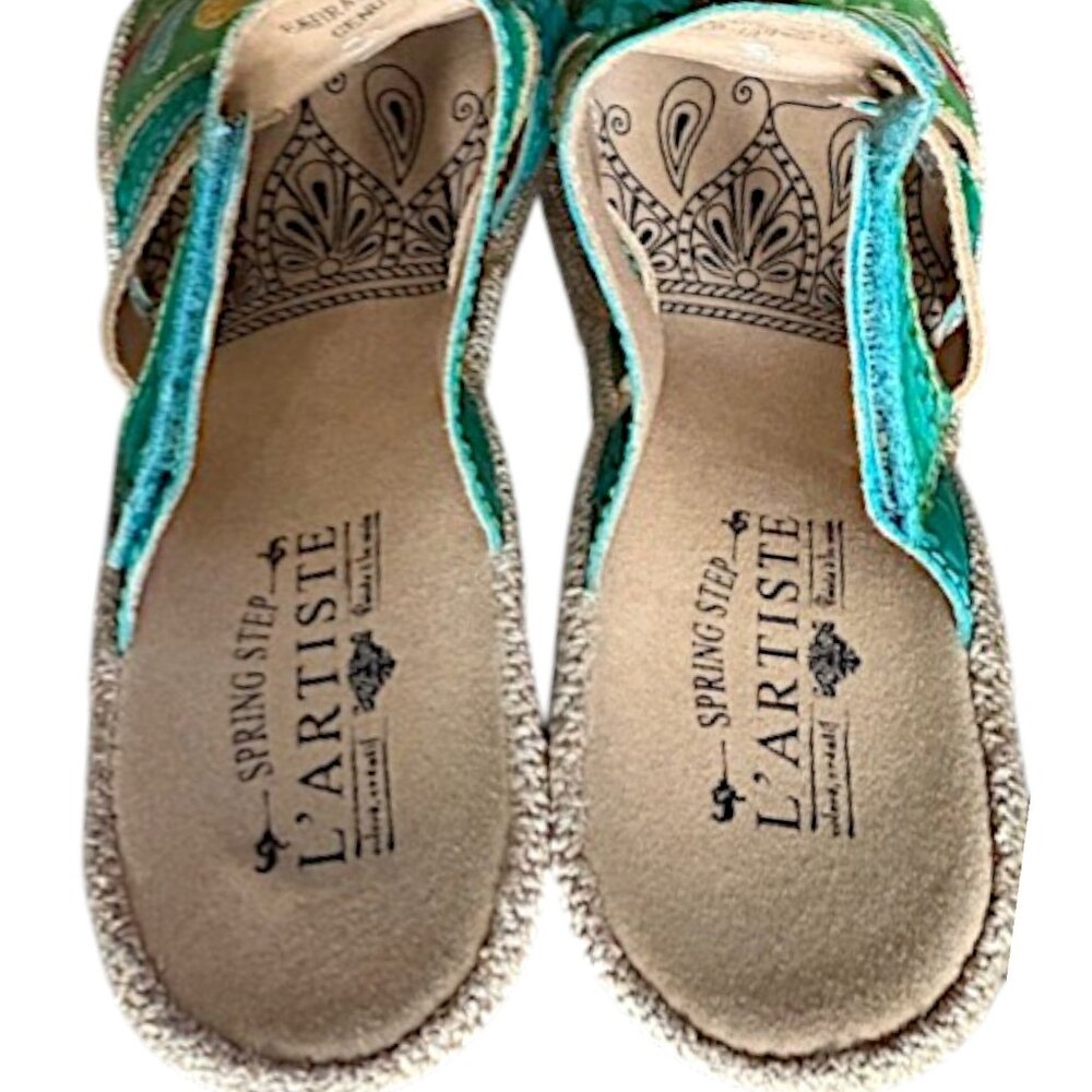 Spring Step L'Artiste Floral Embrace Slides - Turquoise/Multi - 40 - Picture 6 of 13